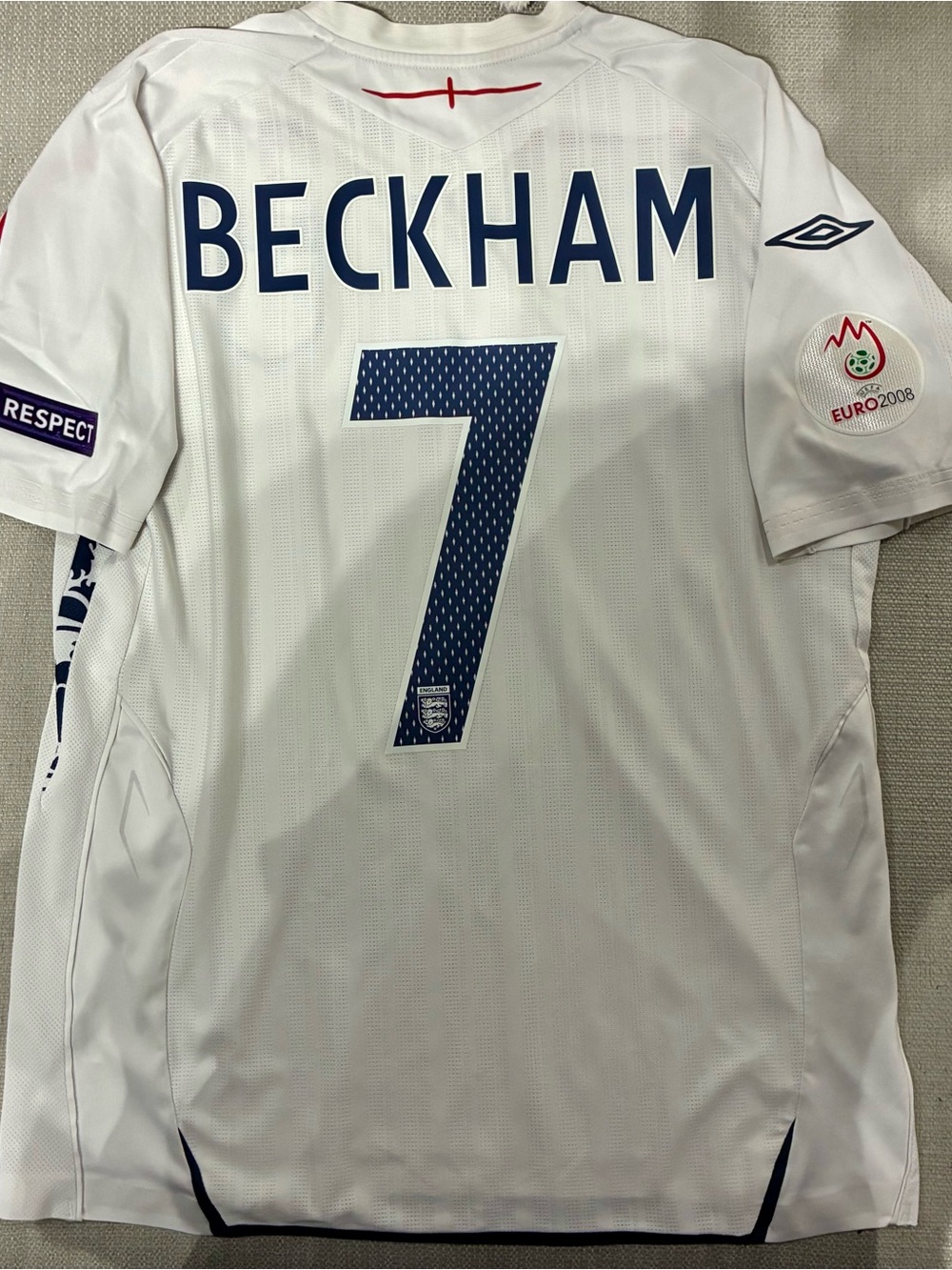 Umbro England 2007-09 David Beckham #7 Home Jersey — Adult Large